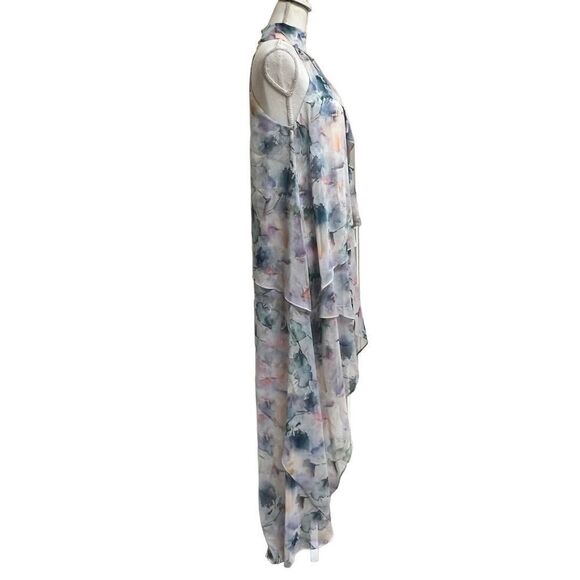 MISA Victorine Floral High-Low Maxi Chiffon Dress in Abstract Watercolor XS NEW - Picture 5 of 11